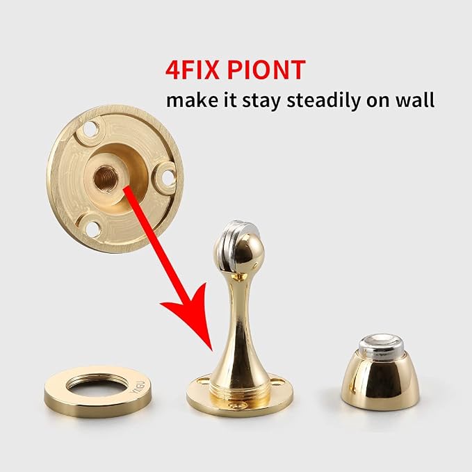 YAGU 1 Pack Magnetic Door Stopper Catch, Zinc Alloy Bright Gold Door Stops - Image 4