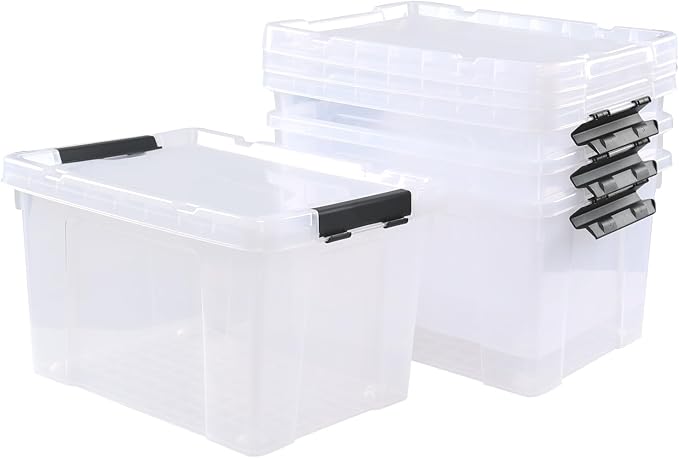 4 Pack 22 L Clear Plastic Storage Box - Image 4