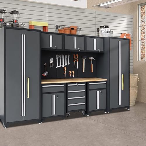 Garage Storage Cabinet System 9-Pcs Workshop Set, Black