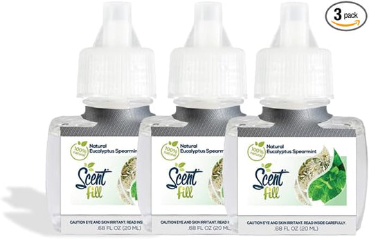 Scent Fill 100% Natural Eucalyptus Spearmint Plug in Air Freshener, Scented Oil by ScentFill
