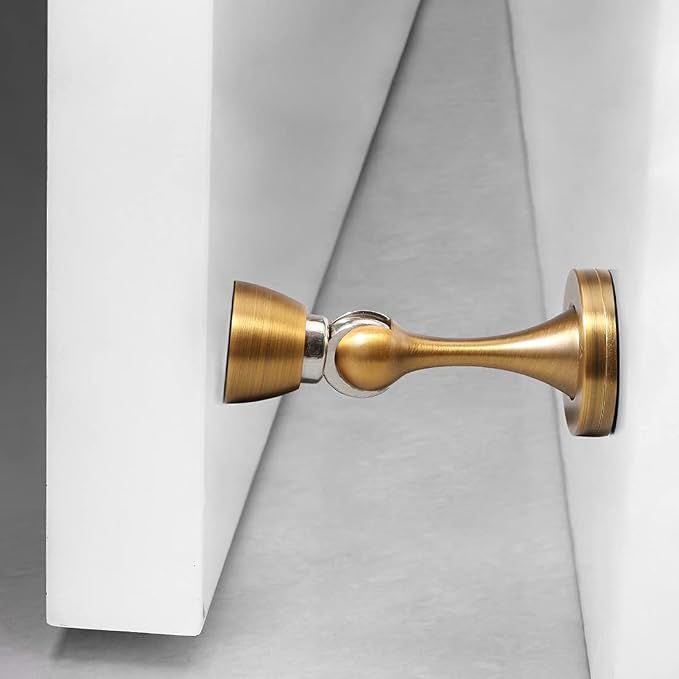 Door Stopper 4 Pack Magnetic Door Stops, Zinc Alloy Antique Brass Door Catch - Image 2