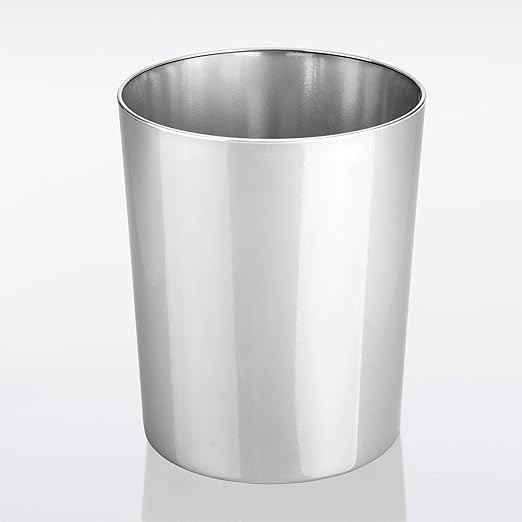 mDesign Round Metal Small 1.7 Gallon Recycle Trash Can Wastebasket, Garbage - Image 5