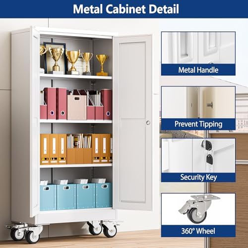 Ckzbx Metal Garage Storage Cabinet with Locking Doors and Adjustable Shelves,...