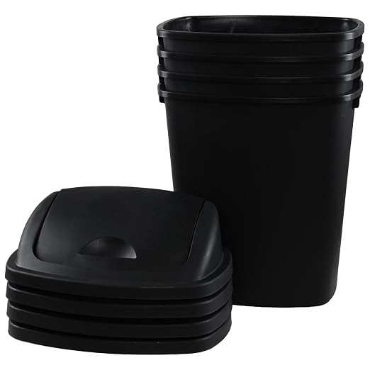 4 Pack Plastic Swing-Top Trash Can, 10 Gallon Plastic Kitchen Trash Can - Image 7