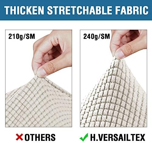 H.VERSAILTEX 4 Piece Stretch Couch Covers for 3 Cushion Couch Sofa Furniture Slipcovers Feature Upgraded Thicker Jacquard Fabric (Sofa, Ivory)