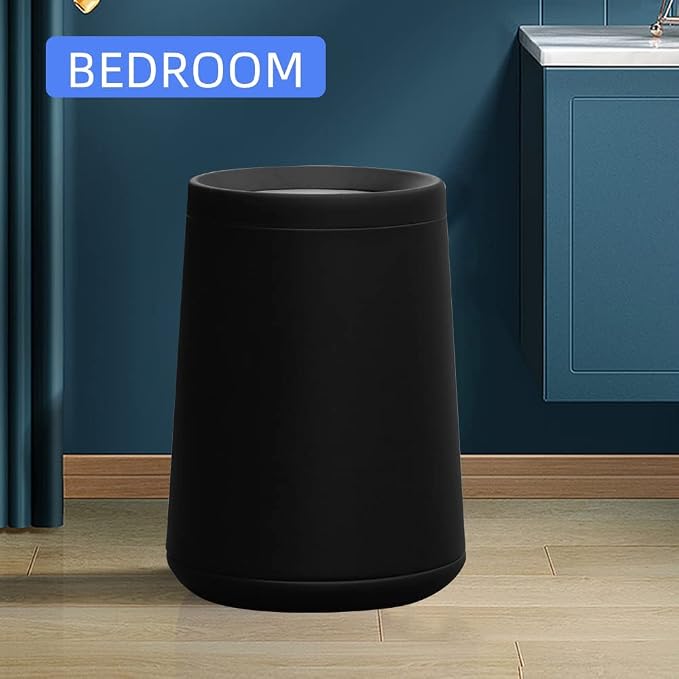 Household Swing Black Bathroom Trash Can，Brushed Stainless Steel，10 L/3 - Image 8