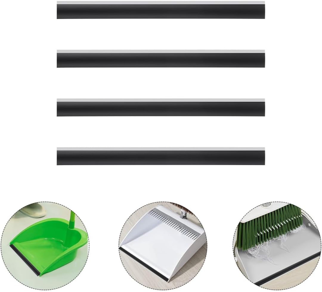 Angoily 8pcs Dustpan Strip Replacement Rubber Lip Edge 26cm Soft Black Dustpan Part for Commercial and Home Cleaning Accessories