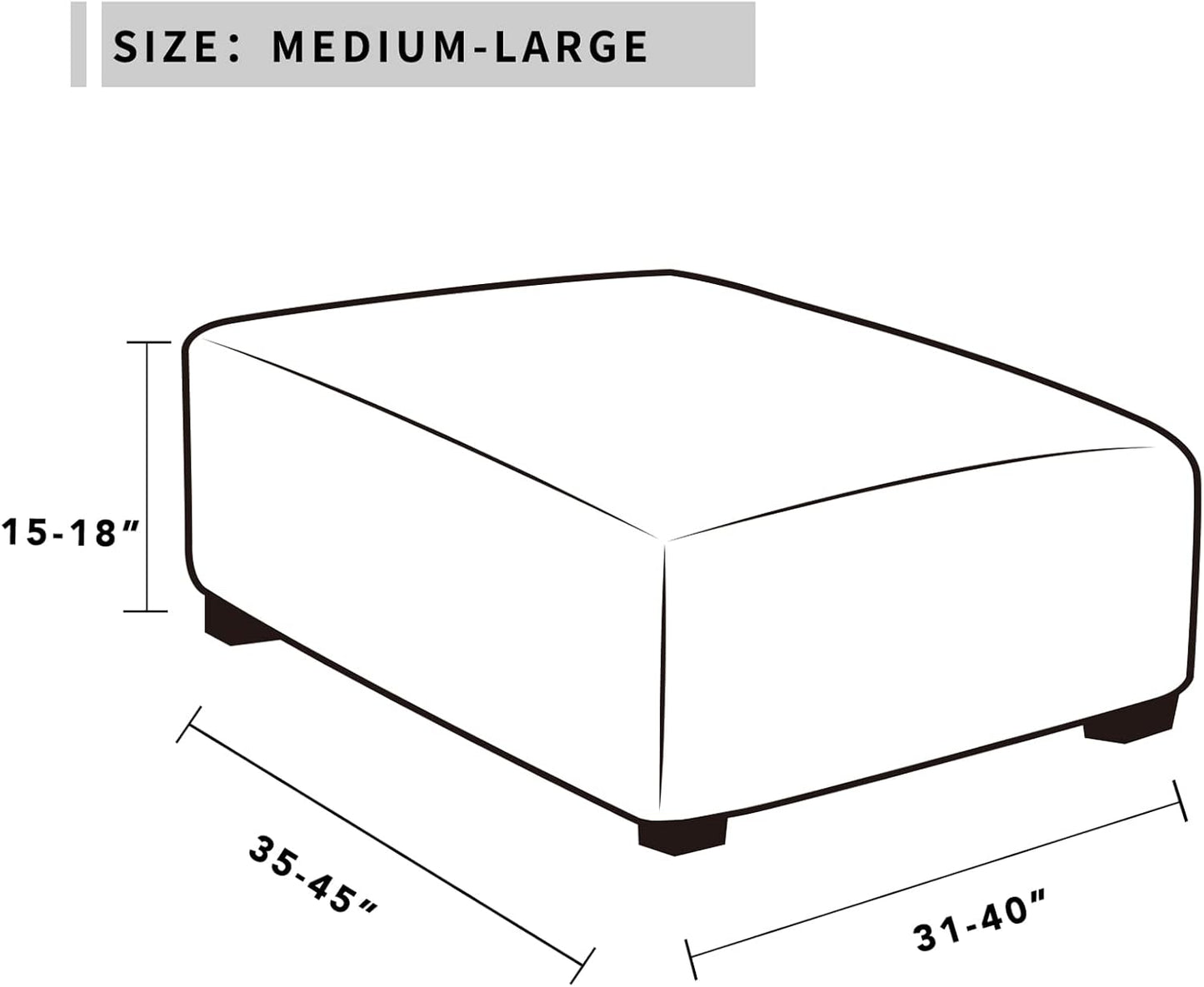 Easy-Going Stretch Square Ottoman Cover 40x40x15 inch Folding Storage Stool Furniture Protector Soft Rectangle slipcover with Elastic Bottom Dark Grey