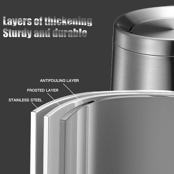 Household Swing Bathroom Trash Can，Brushed Stainless Steel，10 L/3 - Image 3