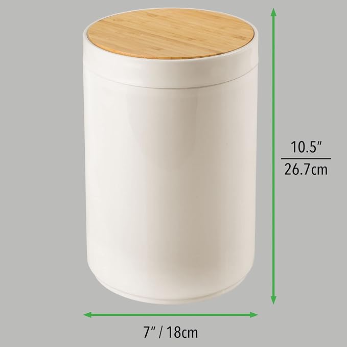 mDesign Plastic Round Trash Can Small Wastebasket - Image 7