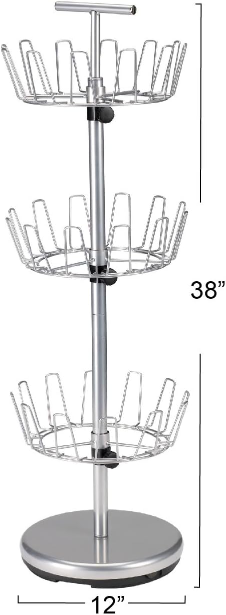Household Essentials 3-Tier Shoe Storage Tree, Silver