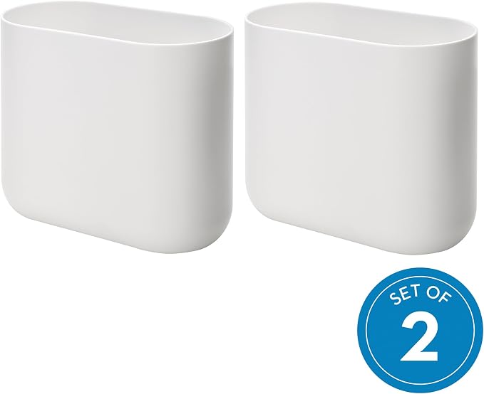 iDesign Small Oval Plastic Bathroom Trash Cans - Image 2