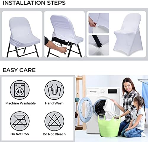 Babenest Spandex Folding Chair Covers - 30PCS Upgraded Universal Stretch Washable Fitted Chair Slipcovers Protector for Wedding, Holidays, Banquet, Party, Easter Celebration (White)