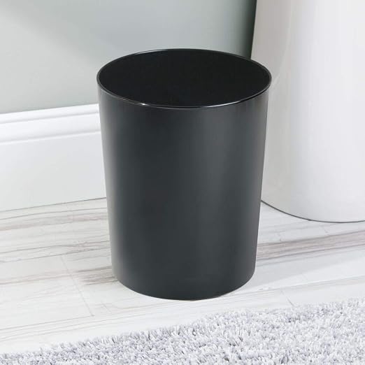 mDesign Round Metal Small 1.7 Gallon Recycle Trash Can Wastebasket, Garbage - Image 2