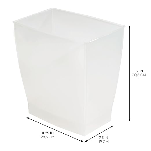 iDesign Small Rectangular Bathroom Trash Set of 2 Waste Can - Image 3