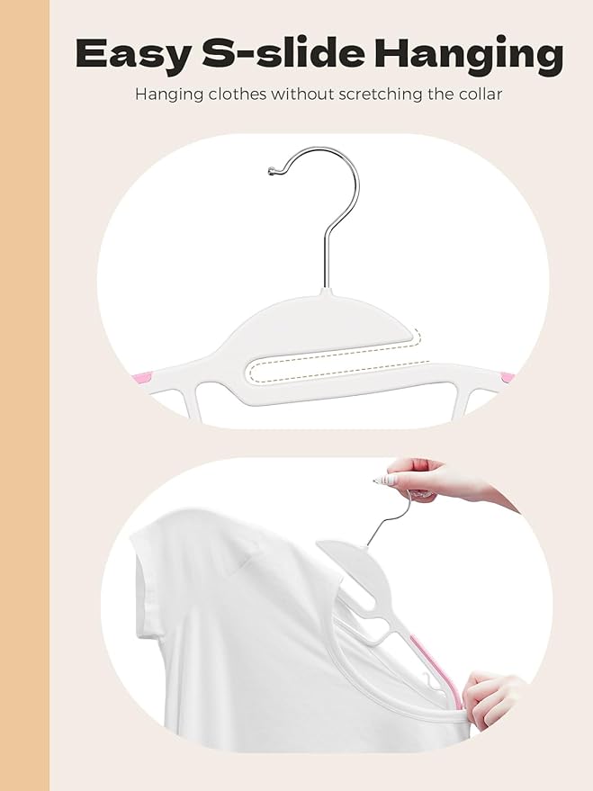 HOUSE DAY Pink Plastic Hangers 50 Pack, Slim Space Saving, Non Slip Hangers - Image 5