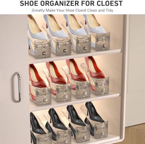 NVGSN 20Pack Clear Shoe Slot Organizer,Shoe Stacker,Storage Space Saver 50%