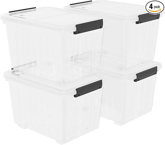 30 Quart Plastic Clear Storage Bin by Qqbine