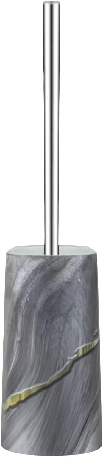 Marble Colored Toilet Brush and Holder Set, Stainless Steel Long Handle and by Unknown