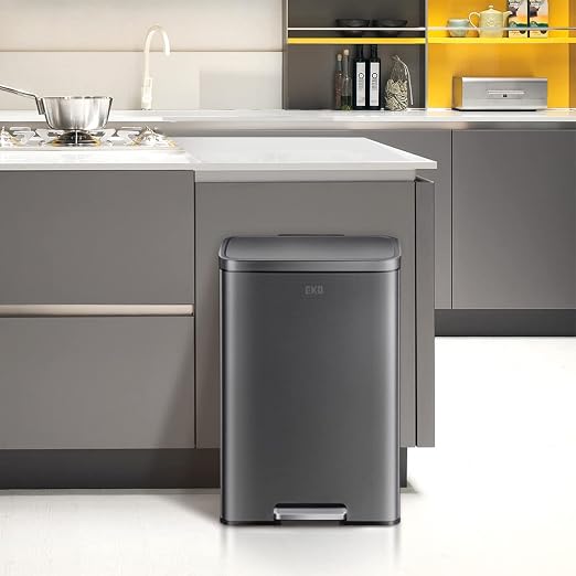 EKO Madison Matte Black 50 Liter/13.2 Gallon Step Trash Can - Image 7