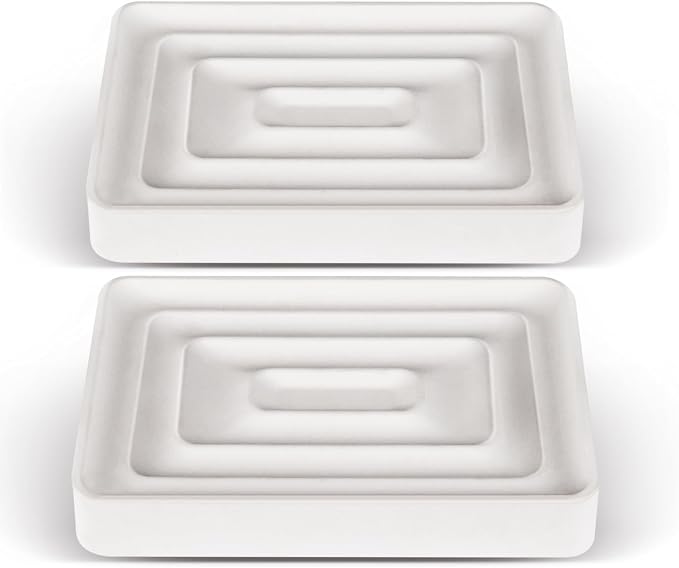 2 Pack Diatomite Soap Trays, Fast Drying Stone Soap Dishes, Natural by SlowSLog