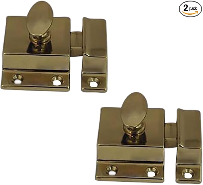 QCAA Traditional Large Oval Turn Cabinet Latch, Solid Brass, by QCAAHardware