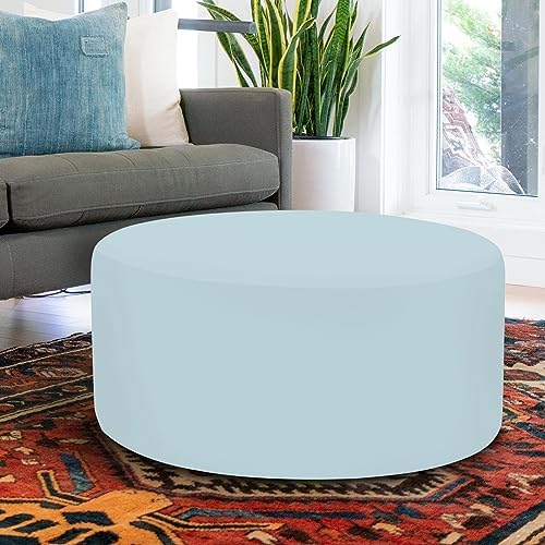 Howard Elliott Universal Round Ottoman with Cover, Multipurpose Padded Side t...