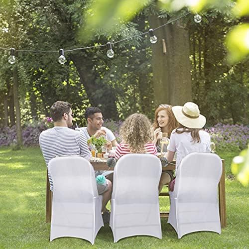 Babenest Spandex Folding Chair Covers - 30PCS Upgraded Universal Stretch Washable Fitted Chair Slipcovers Protector for Wedding, Holidays, Banquet, Party, Easter Celebration (White)