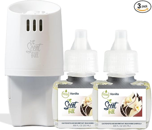 Scent Fill Vanilla Plug in Air Freshener, Scented Oil Refills, 2 Refills + by ScentFill