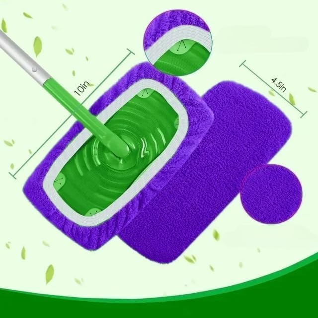 Microfiber Mop Pads - 4 Pack Reusable Washable Refills for Wet & Dry Floor Cleaning - Fits Most Standard Mops - Purple Household Cleaning Pads