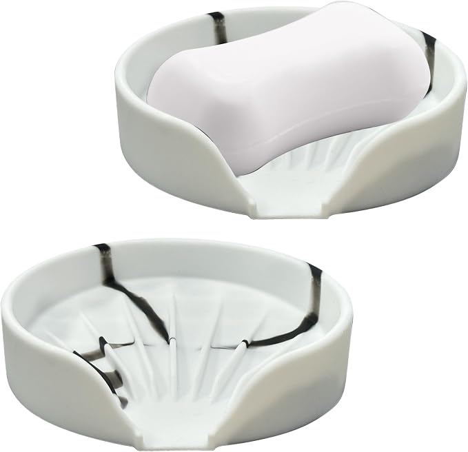 Self Draining Soap Dish, Silicone Suction Cup Soap Holder Tray Savers Container by UltraKeno