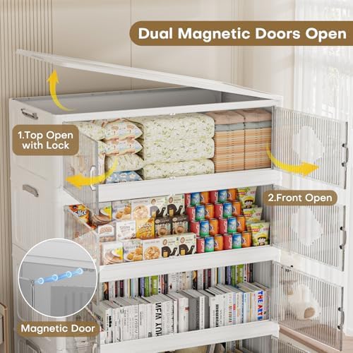 300Gal Extra Large Foldable Storage Organizer with Lid, 1200QT Stackable Plas...