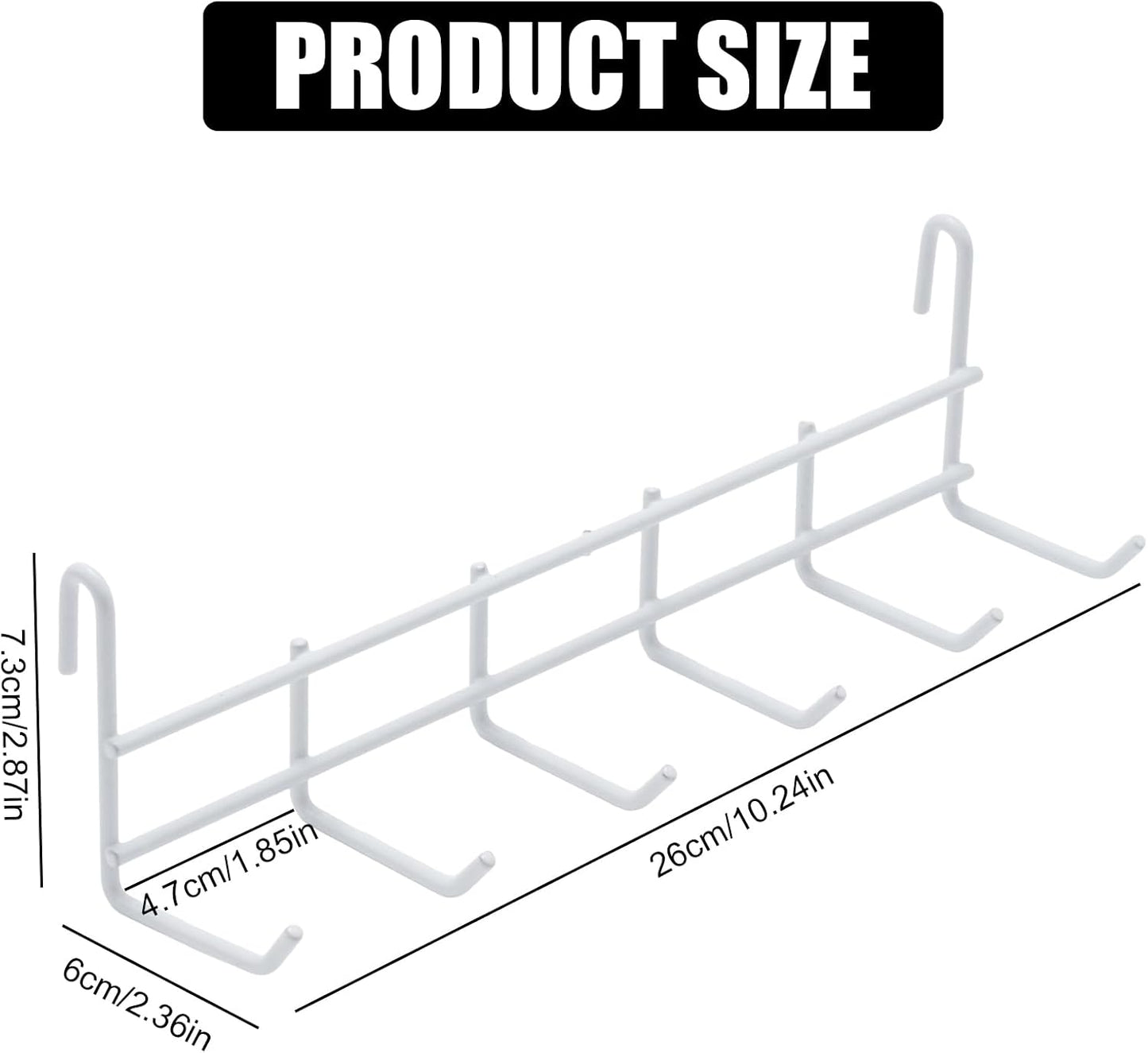 4 Pack Metal Grid Wall Hanging Hooks, Grid Wall Accessories, Heavy Duty Storage Hooks Rack for Door Back Wall Mount Storage and Display, Hook Attachment for Wire Shelving (4 x Hanging Hooks（White）)