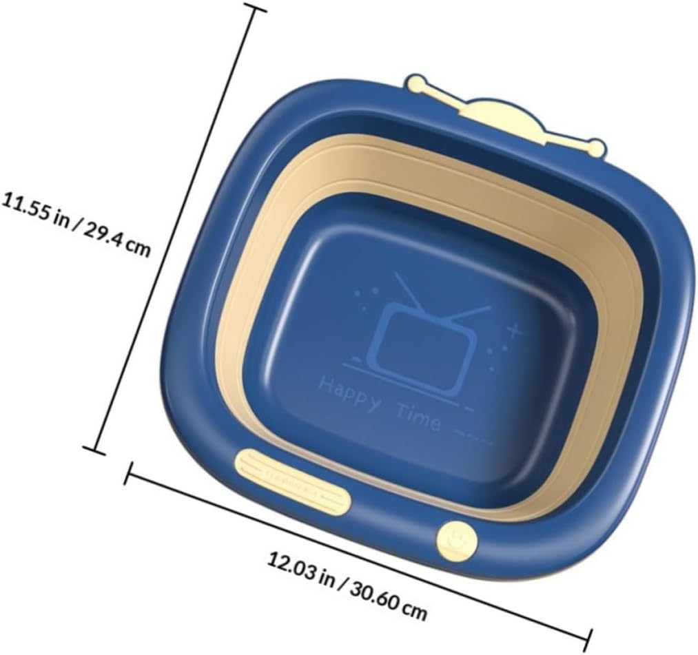 Basin Cartoon Portable for Folding Washbasin Plastic Bedroom Use | Blue Finish, Lightweight Foldable Design, Easy to Carry and Space Saving for Household Bathing Needs