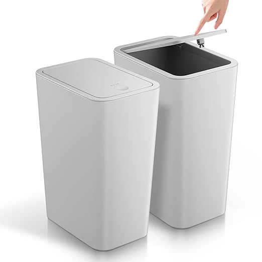 TIPGO Bathroom Trash Can with Lid, 4 Gallon / 15 Liter Small Garbage Can by TIPGO
