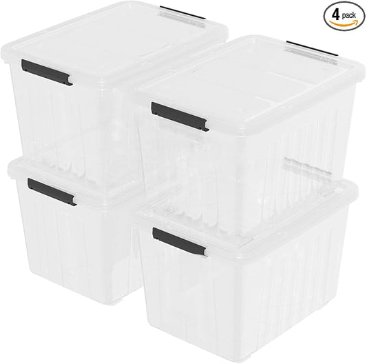 70 Quart Large Clear Storage Bins, Plastic Storage Box by Qqbine