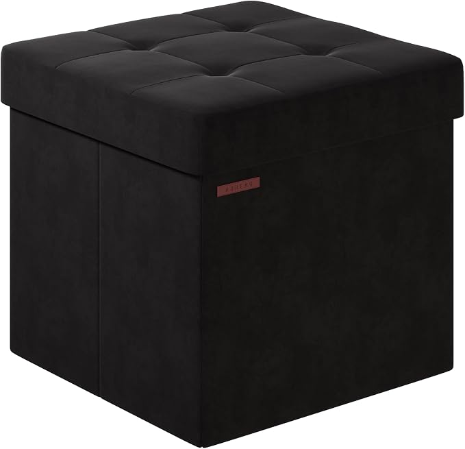 Folding Storage Ottoman, Velvet Storage Bench, by Liveinacomfortablehome