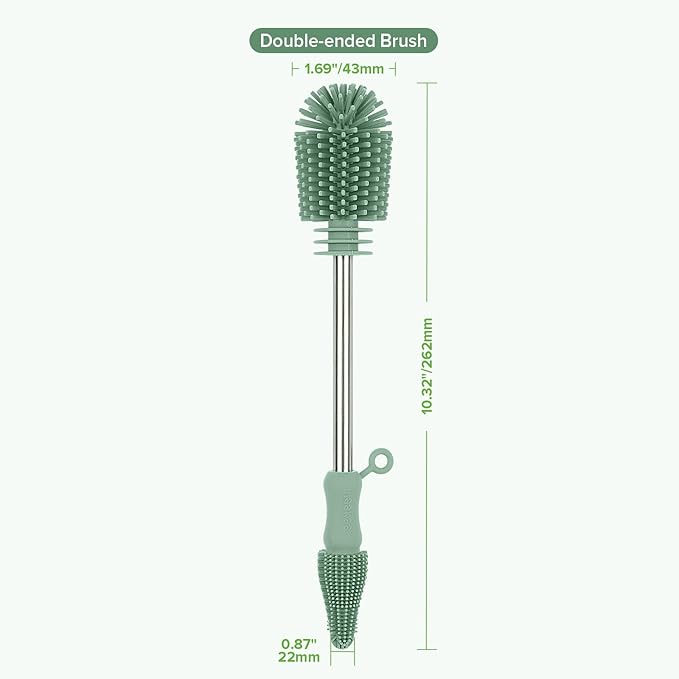 haakaa Cleaning Brush Silicone Bottle Brush Double-Ended Soft Silicone Bristles - Image 8