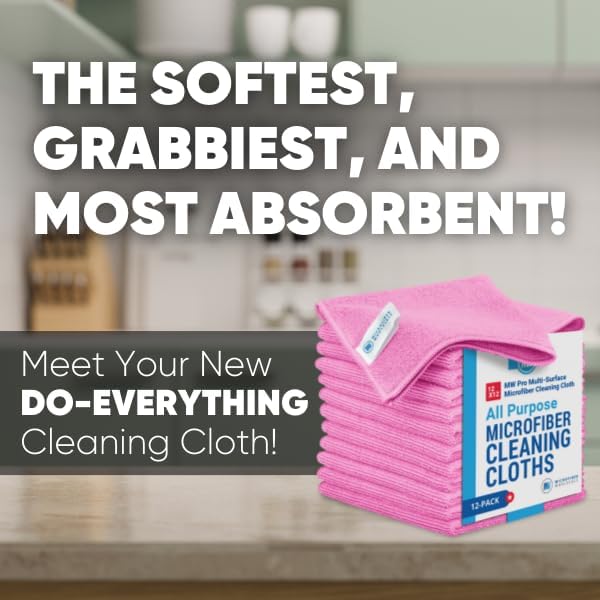 Microfiber Wholesale 12" x 12" MW Pro Multi-Surface Cleaning Cloths Pink - Image 2