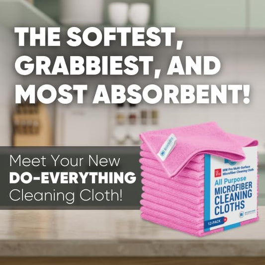 Microfiber Wholesale 12" x 12" MW Pro Multi-Surface Cleaning Cloths Pink - Image 2