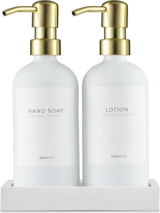 MaisoNovo Soap Dispenser 3-Piece Set | 16.9oz White Bottles by MaisoNovo-TheArtofSustainableLiving