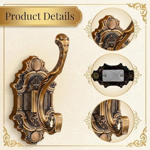 Antique Gold Vintage Coat Hooks，Heavy Duty Wall Mounted，Vintage Hooks for Wal...