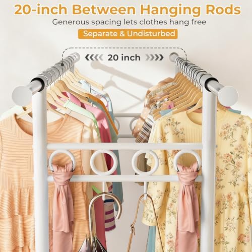Heavy Duty Clothes Rack Load 1060LBS, Four Rods Rolling Clothing Racks for Ha...