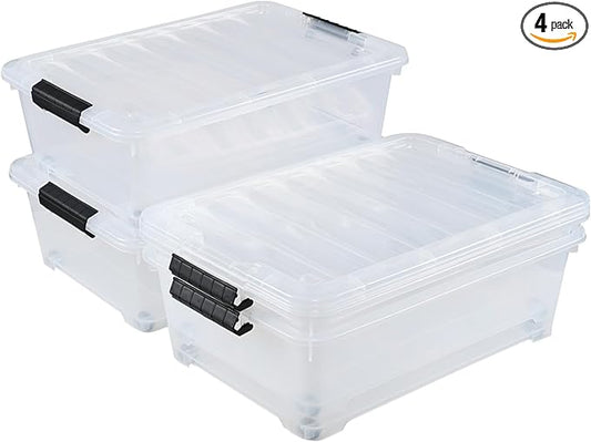 4 Packs 20 Quart Plastic Under Bed Storage Container by Knifefish