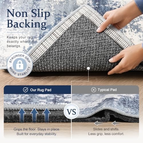 8x10 Non Slip Rug Pad Gripper Cushioned Carpet Pads | Ideas for Hardwood Floors, Thick Felt Liner with Silicone Backing, Under Area Rugs Anti Skid Mat Keep Rugs in Place and Safe