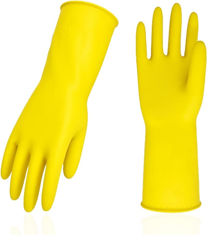 Vgo... 1-Pair Reusable Household Gloves, Rubber Dishwashing gloves, Extra by Vgo