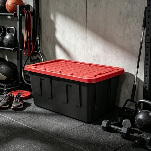 40 Gallon Tote 2 Pack, Heavy Duty Stackable Plastic Storage Bins with Lids, B...