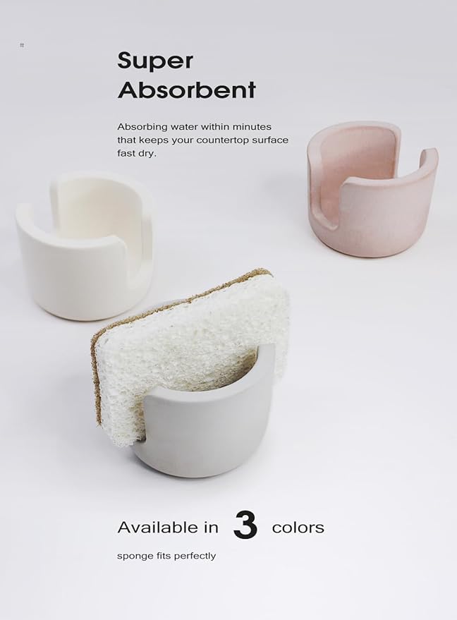 Diatomite Sponge Holder for Countertop Organizer, Quick Dry Stone Sponge Caddy - Image 6