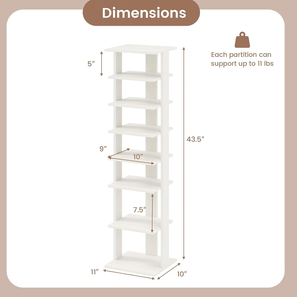 Tangkula 8-Tier Vertical Shoe Rack, Space-Saving Corner Shoe Organizer for 7 ...
