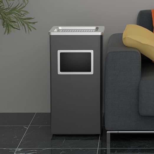 BEAMNOVA Trash Can Indoor Outdoor Black Stainless Steel Commercial Garbage Can - Image 7